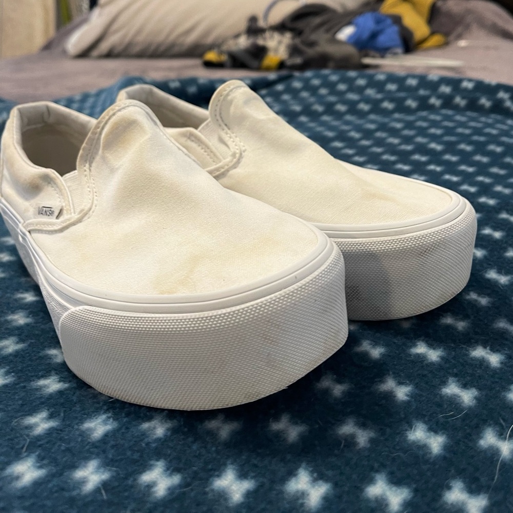 Vans Classic White Canvas Slip-Ons